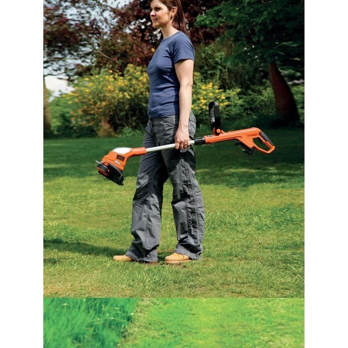 Coupe-bordure électrique BLACK+DECKER - GLC1823L20-QW - 18V - 23 cm - Avec batterie 18V - tete pivotante - tube télescopique
