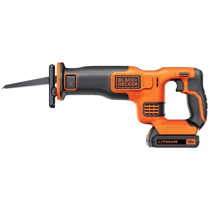 Scie sabre sans fil - BLACK+DECKER - BDCR18-QW - 18V - avec batterie 1,5 Ah + chargeur + lame 15cm