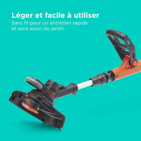 Coupe-bordure électrique BLACK+DECKER - STC1840EPC-QW - 18V - 30 cm - Avec batterie 18V - tete pivotante - tube télescopique