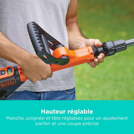 Coupe-bordure électrique BLACK+DECKER - STC1840EPC-QW - 18V - 30 cm - Avec batterie 18V - tete pivotante - tube télescopique