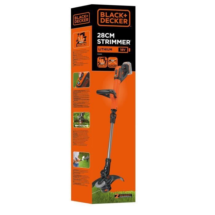 Coupe-bordure électrique BLACK+DECKER - STC1820PCB-XJ - 18V - 28 cm - Sans batterie - tete pivotante - tube télescopique