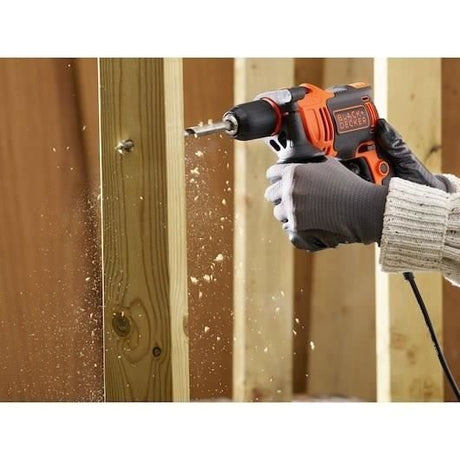 Perceuse a percussion filaire - 710W - BLACK+DECKER -  BEH710-QS - avec 4 forets de perçage