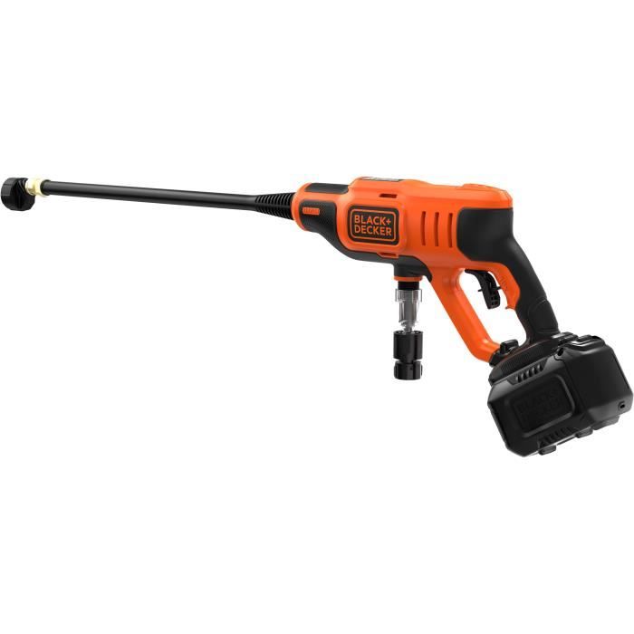 BLACK+DECKER Nettoyeur a Pression 18 V BCPC18D1-QW avec 5 Accessoires, 1 Batterie Protégée et Chargeur -24 Bars, Tube Amovible 57cm