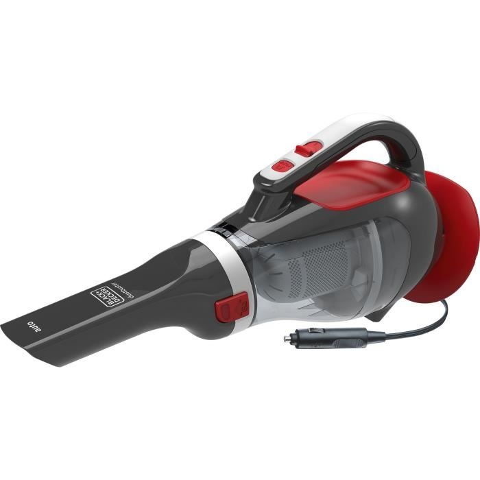 Aspirateur a main spÈcial voiture - BLACK & DECKER ADV1200-XJ - 12,5 AW - 12V - Prise allume cigare - Rouge / Gris