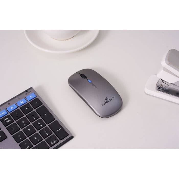 Ensemble Clavier souris sans fil - BLUESTORK - AZERTY - Métal - Silencieux - Touches ciseaux