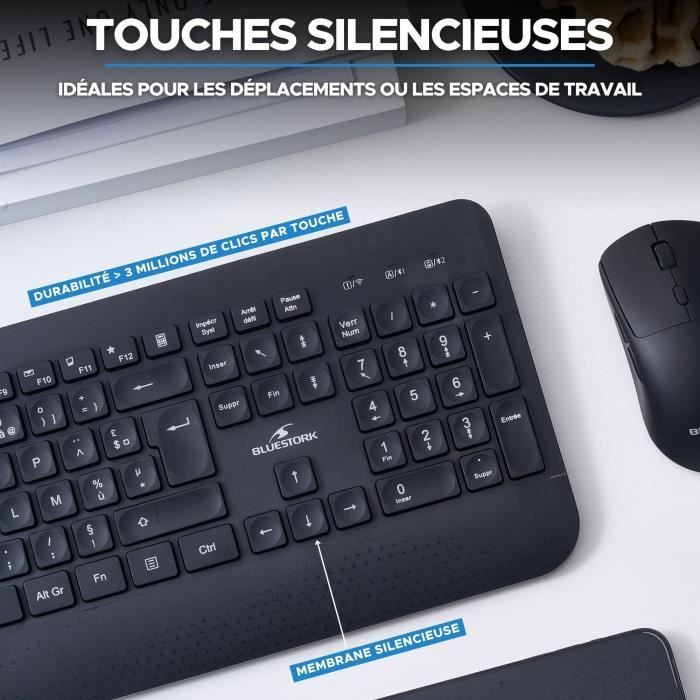 Clavier sans fil - Touches creusées ergonomiques - BLUESTORK - Office R2 - AZERTY