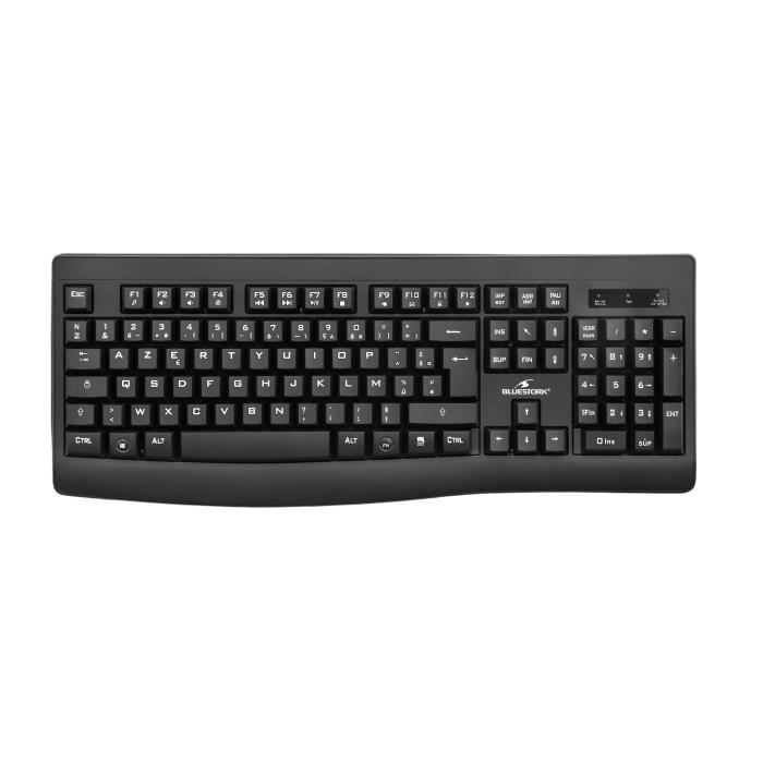 Pack Clavier Souris - BLUESTORK - PACK OFFICE RECHARGEABLE - Sans Fil - Noir