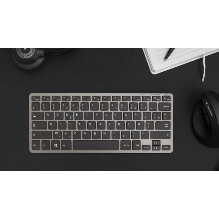 Clavier Sans Fil - BLUESTORK - MINI R - Compact - Rechargeable - Gris/Noir