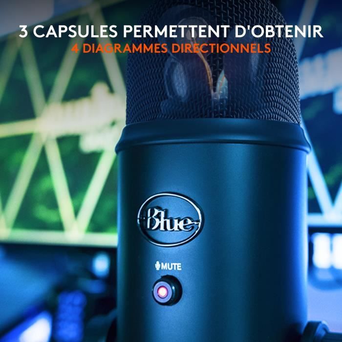 Microphone - Sans fil - LOGITECH G - Yeti - Compatible PC et MAC - Noir