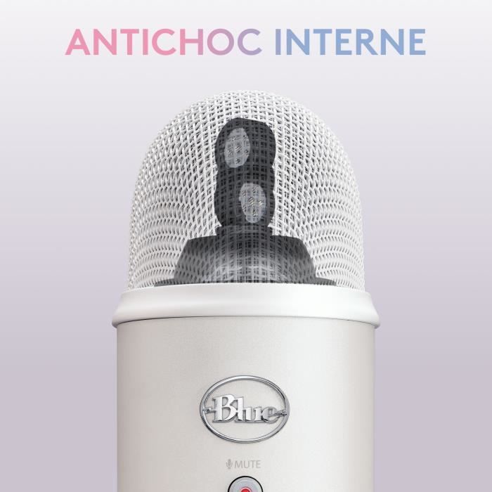Microphone gamer - Filaire - Logitech G - Bleu Yeti - USB - Blanc
