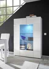 Vitrine - MILANO - Blanc laqué brillant - 2 Portes - Fabrication Italienne - 121 x 43 x 166 cm