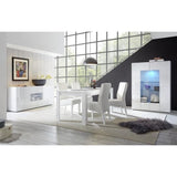 Buffet MILANO - DÈcor blanc laquÈ brillant - 2 portes 2 tiroirs - L181 x P43 x H84 cm