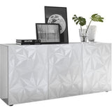 Buffet - Blanc laquÈ brillant - 3 Portes - PARIGI - L 181 x P 42 x H 84 cm