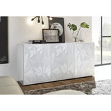 Buffet - Blanc laqué brillant - 3 Portes - PARIGI - L 181 x P 42 x H 84 cm