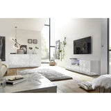 Buffet - Blanc laqué brillant - 3 Portes - PARIGI - L 181 x P 42 x H 84 cm