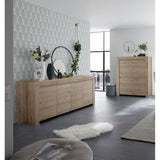 Buffet - FAENZA - 4 portes - Chene clair - 210 x 42 x 81 cm