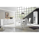 Buffet - MILANO - 4 portes - Blanc laqué brillant - 241 x 42 x 84 cm