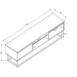 Meuble TV - BELINDA - Noir / Pin - 46 x 192 x 15 cm