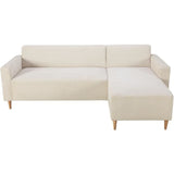 Canapé d'angle réversible - 3 places - BOB - Velours cotelé - Ecru - 197 x 138 x 65 cm