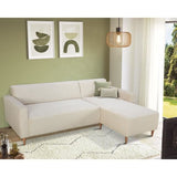 Canapé d'angle réversible - 3 places - BOB - Velours cotelé - Ecru - 197 x 138 x 65 cm