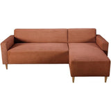Canapé d'angle fixe réversible - 4 places - BOB - Velours cotelé Terracotta - 197 x 138 x 65 cm