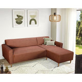 Canapé d'angle fixe réversible - 4 places - BOB - Velours cotelé Terracotta - 197 x 138 x 65 cm