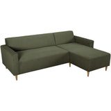 Canapé d'angle fixe réversible - 4 places - BOB - Velours cotelé Kaki - 197 x 138 x 65 cm