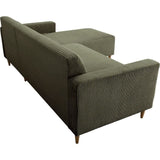 Canapé d'angle fixe réversible - 4 places - BOB - Velours cotelé Kaki - 197 x 138 x 65 cm