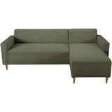 Canapé d'angle fixe réversible - 4 places - BOB - Velours cotelé Kaki - 197 x 138 x 65 cm