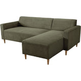 Canapé d'angle fixe réversible - 4 places - BOB - Velours cotelé Kaki - 197 x 138 x 65 cm