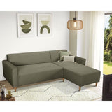 Canapé d'angle fixe réversible - 4 places - BOB - Velours cotelé Kaki - 197 x 138 x 65 cm