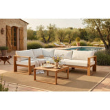 Salon de jardin d'angle modulable - Bois d'acacia - 5 personnes - LEVATA - Beige