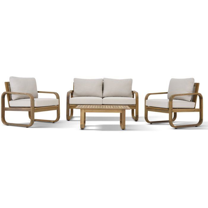 Salon de jardin - Bois d'acacia - 4 personnes - BOHEMIA - Creme