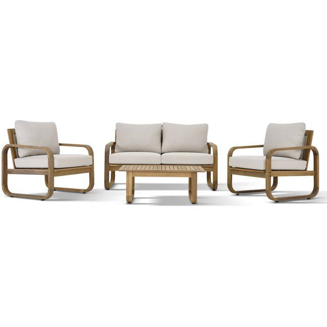Salon de jardin - Bois d'acacia - 4 personnes - BOHEMIA - Creme