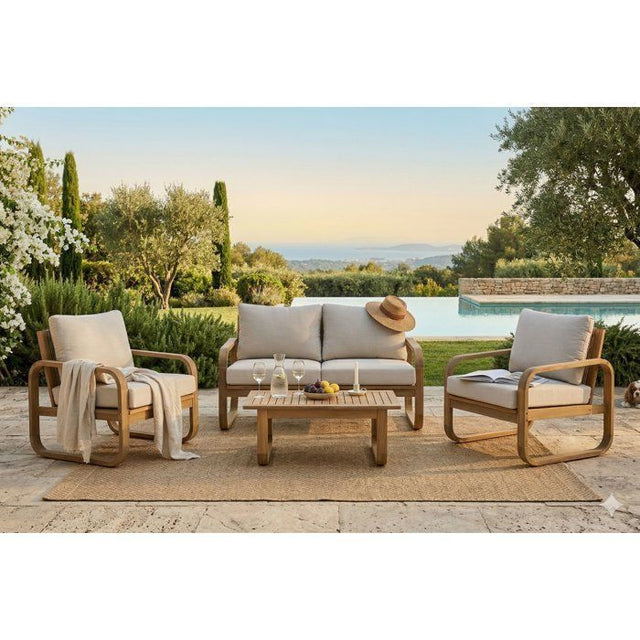 Salon de jardin - Bois d'acacia - 4 personnes - BOHEMIA - Creme