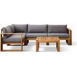 Salon de jardin d'angle modulable LEVATA CLASSIQUE - Bois d'acacia FSC - 5 personnes - Gris