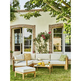 Salon de jardin d'angle modulable LEVATA OTTOMAN - Bois d'acacia FSC - 6 personnes - Gris de lin + Housse incluse