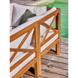 Salon de jardin d'angle modulable LEVATA OTTOMAN - Bois d'acacia FSC - 6 personnes - Blanc cassé + Housse incluse