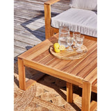 Salon de jardin d'angle modulable LEVATA OTTOMAN - Bois d'acacia FSC - 6 personnes - Blanc cassé + Housse incluse