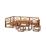 Salon de jardin d'angle modulable LEVATA DINING - Bois d'acacia FSC - 7 personnes - Gris de lin + Housse incluse