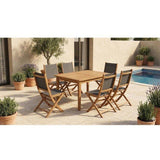 Ensemble repas de jardin TOSCANA - Table extensible + 6 six chaises pliantes - Bois d'acacia - 6 places - Bocarnea