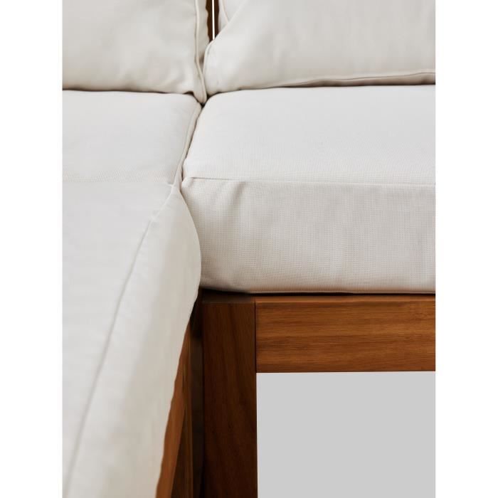 Salon de jardin d'angle modulable LEVATA XL - Bois d'acacia FSC - 8 personnes - Blanc cassé + Housse incluse