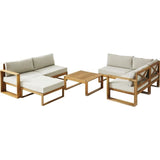 Salon de jardin d'angle modulable LEVATA XL - Bois d'acacia FSC - 8 personnes - Gris de lin + Housse incluse