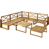 Salon de jardin d'angle modulable LEVATA XL - Bois d'acacia FSC - 8 personnes - Gris de lin + Housse incluse