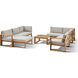 Salon de jardin d'angle modulable LEVATA XXL - Bois d'acacia FSC - 9 personnes - Gris de lin + Housse incluse