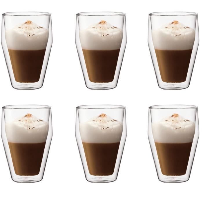 Set 6 verres thermo - BODUM - Titlis - Double paroi - 0.35 l - Transparent