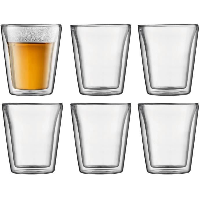Set 6 verres thermo - BODUM - Canteen - Double paroi - 0.2 l - Transparent