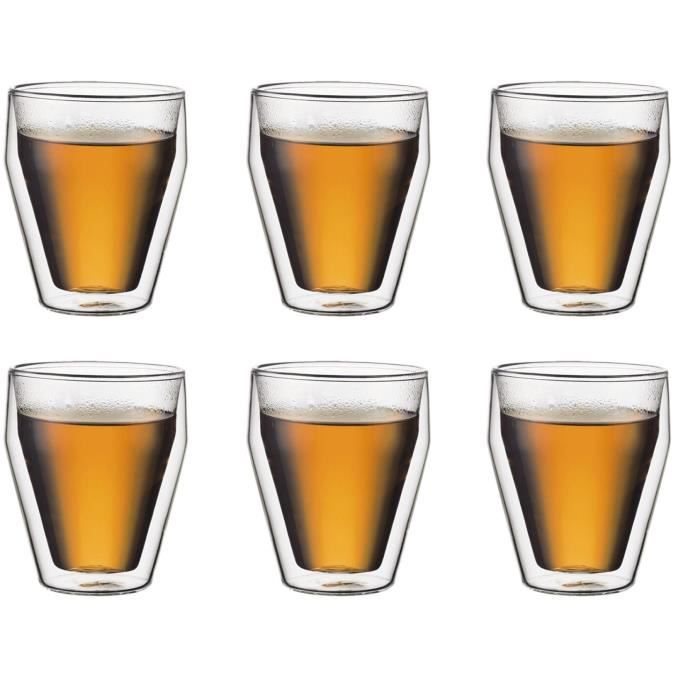 Set 6 verres thermo - BODUM - Titlis - Double paroi - 0.25 l - Transparent