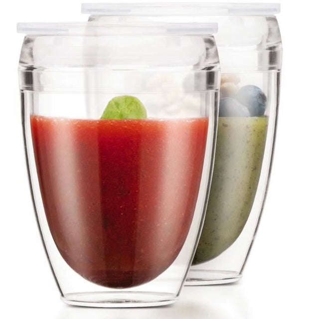 Set 2 gobelets BODUM - Pavina To Go - Double paroi plastique - Couvercle hermétique - 30 cl - Transparent
