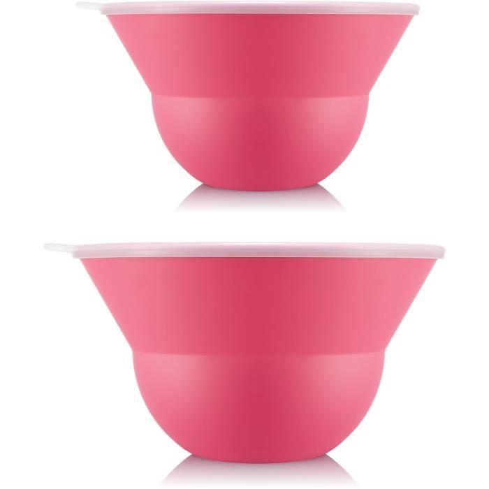 Ensemble de 2 saladiers 3 l et 4.9 l avec couvercle silicone - BODUM - Topee - Bubblegum